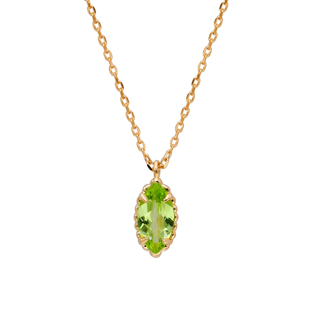 Simplicity Drop Green Peridot Necklace With Natura Stone