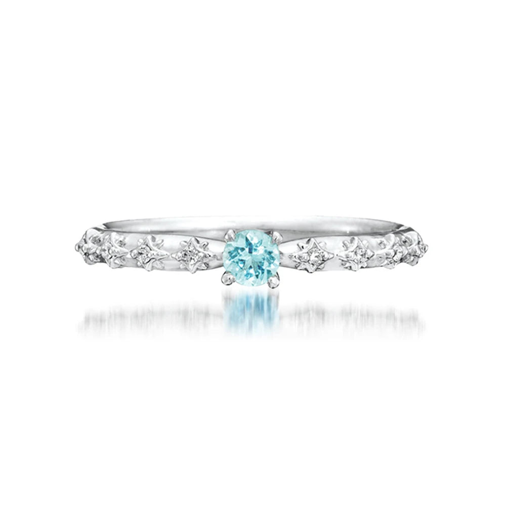 Emotional Factory 925 Sterling Silver 14K Gold Plated Gem Stone Gemstone Cz Zircon Geometric Square Apatite Ring