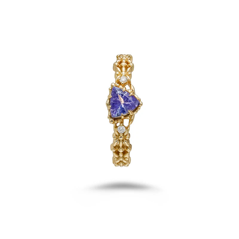 14K Gold Plated S925 Sterling Silver Tanzanite Ear Buckle Earrings  Natural Gemstone, Fine Jewelry for Women