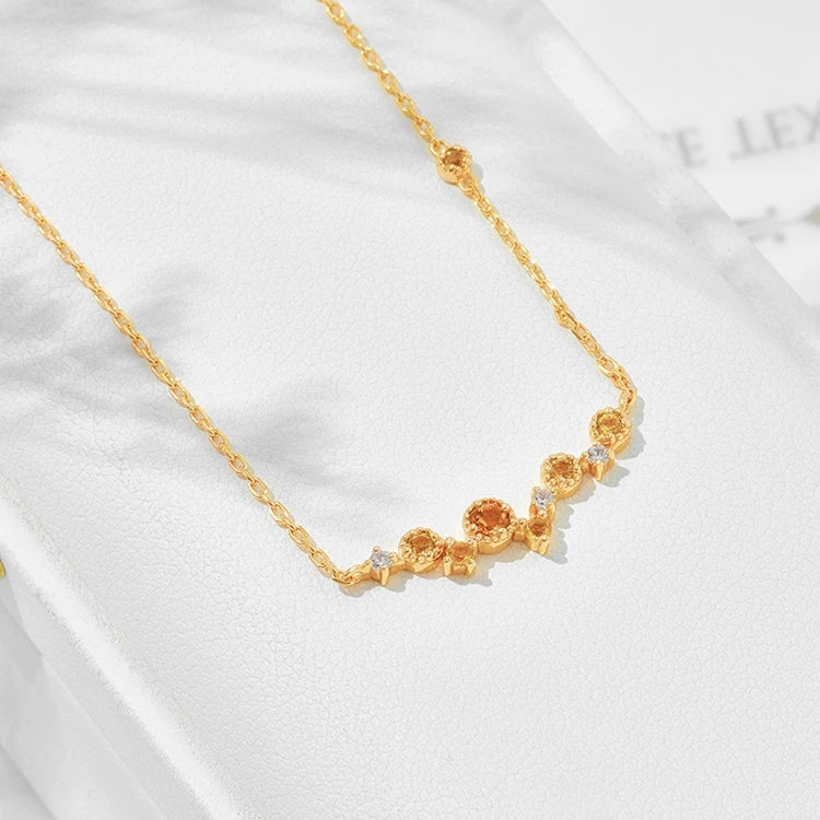 Emotional Factory 925 Sterling Silver 14K Gold Plated Gemstones Meteor Star Natural Citrine Necklace