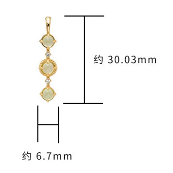 Emotional Factory 925 Sterling Silver 14K Gold Plated Gem Stone Gemstone Retro Cz Zircon Prehnite 3 Stone Necklace