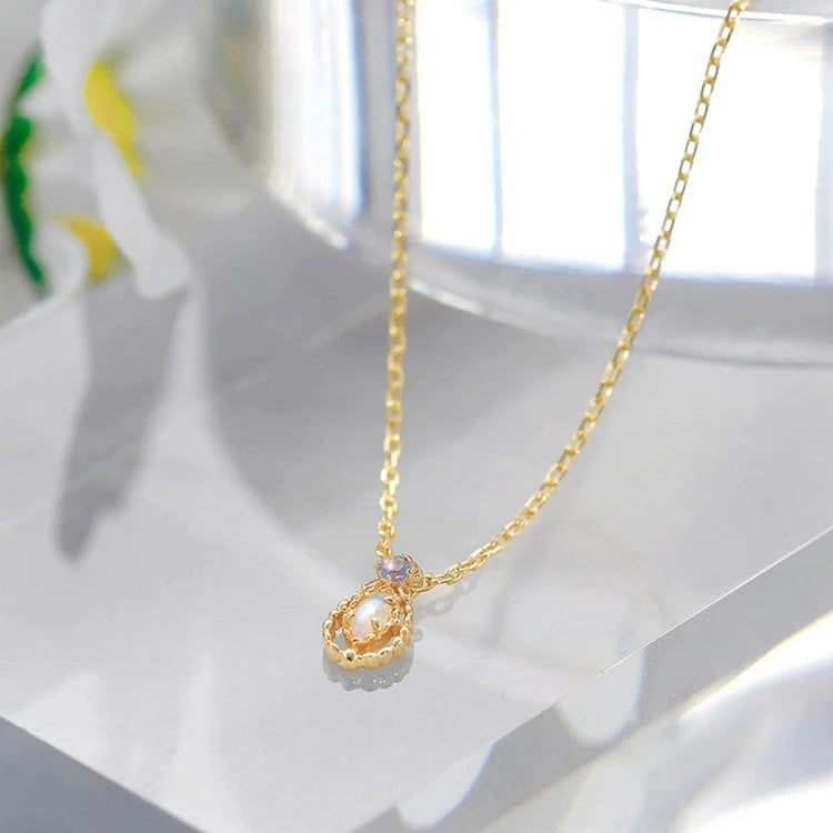 Emotional Factory 925 Sterling Silver 14K Gold Plated Gemstones Vintage Light Luxury Tanzanite Zirconia Opal Australia Necklace