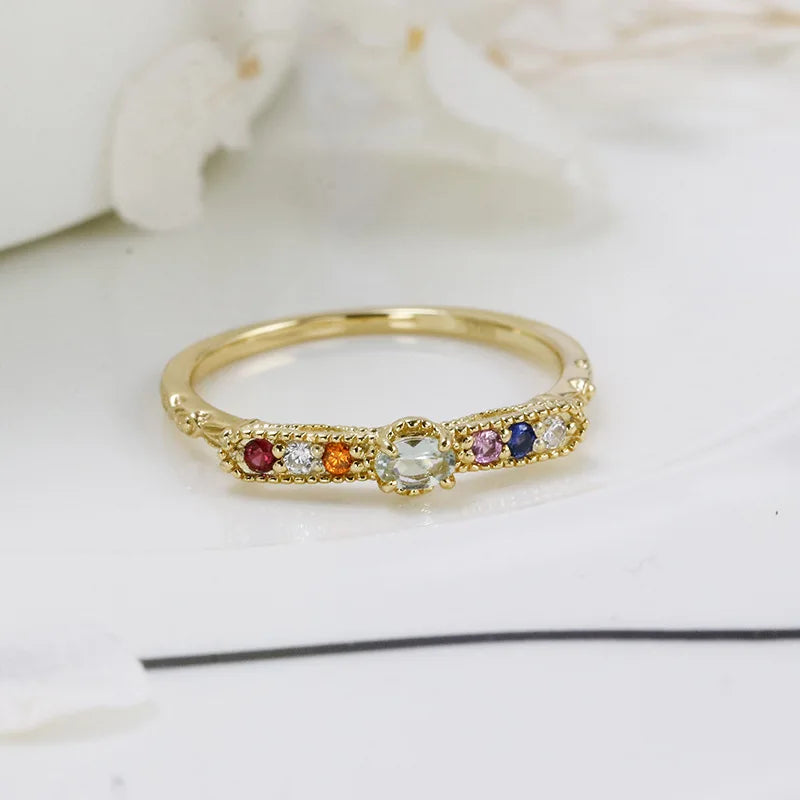 925 Sterling Silver 14K Gold Plated Synthetic Green Amethyst Red Blue Corundum Gemstone Colorful Zirconia Butterfly Ring