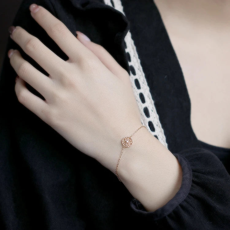 Emotional Schmuck Vergoldet Factory 925 Sterling Silver 14K Gold Plated Gemstone Flower Hollow Pattern Zircon Bracelet