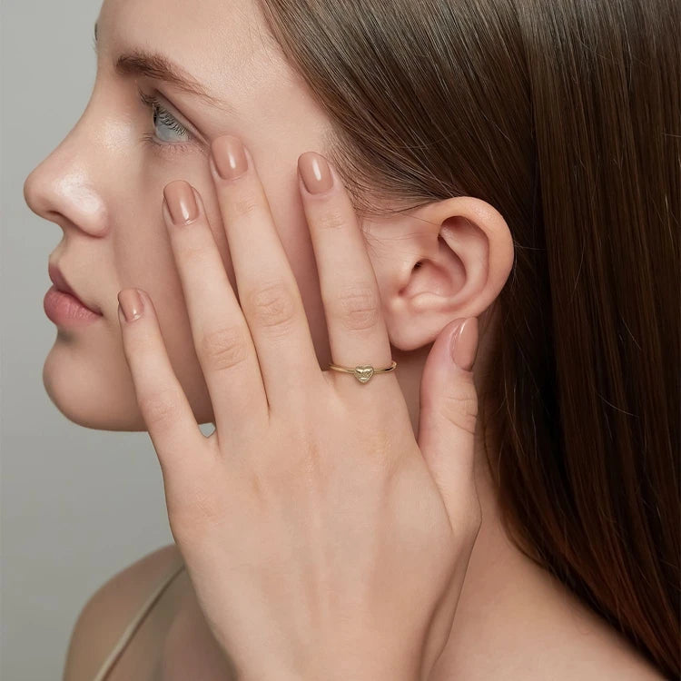 Friendly Handshake Heart Three-Dimensional Ring Patterned Rings