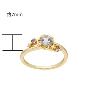 Custom 925 Sterling Silver 14K Gold Plated  Natural Stone Gemstone Natural Sky Blue Topaz Tanzanite Flower Ring