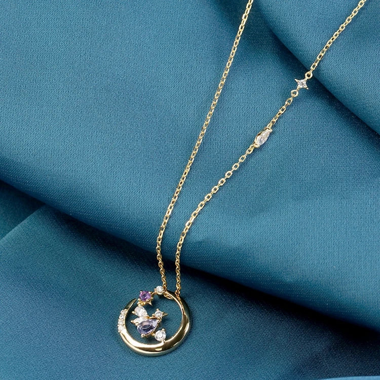 Gemstone Emotional Factory 925 Sterling Silver 14K Gold Plated Stranded Sky London Blue Topaz Tanzanite Necklace