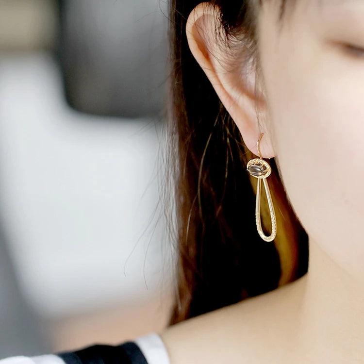 Emotional Factory 925 Sterling Silver 14K Gold Plated Gemstone Natural Citrine Drop Pendant Earrings