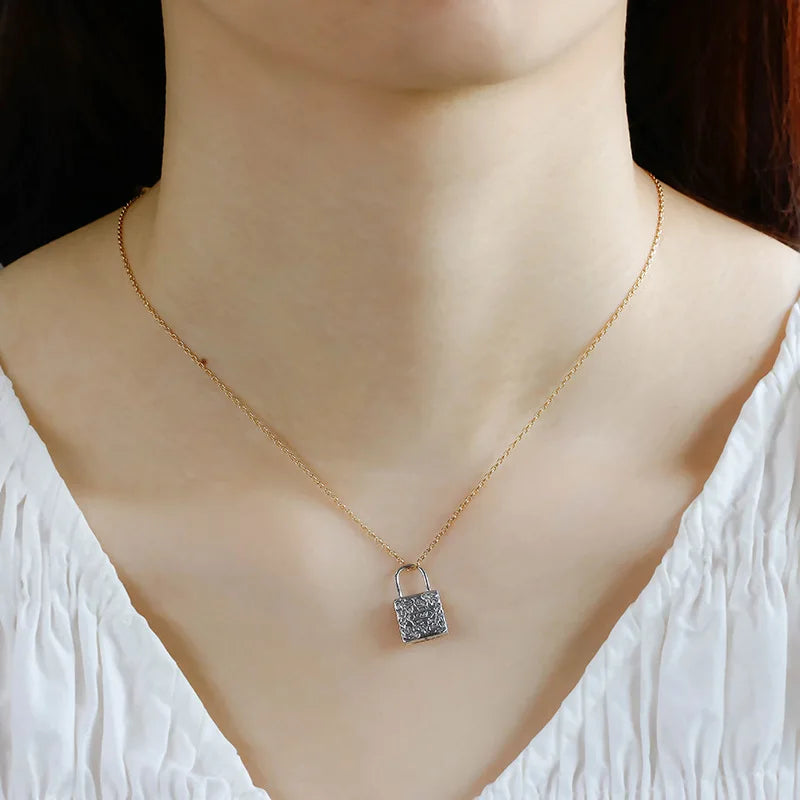 Emotional 925 Sterling Silver 14K Gold Plated Gemstone Can Be Opened With Color-Separated Tea Crystal Lock Lockets Pendant