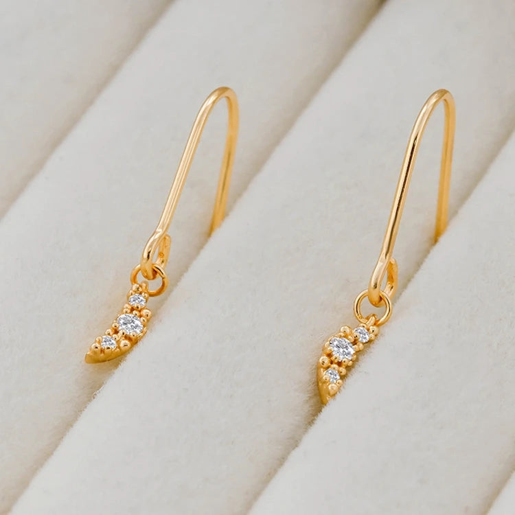 Emotional Factory 925 Sterling Silver 14K Gold Plated Gemstone Simple Earring White Zircon Moon Earrings