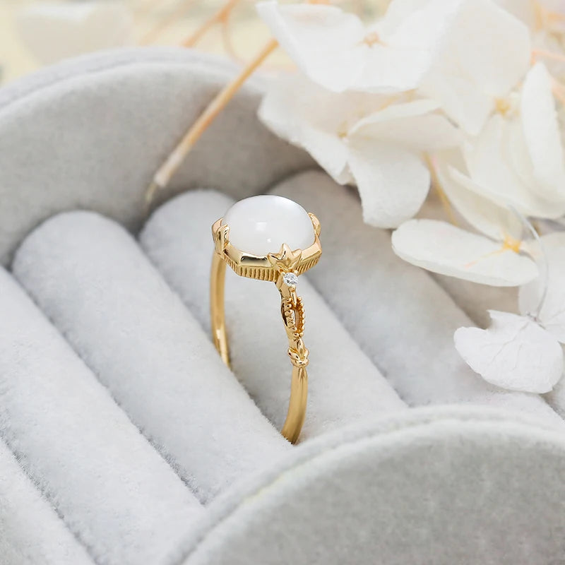 Elegant Geometric square Shell Ring S925 Sterling Silver Gold-plated Jewelry Set Gift