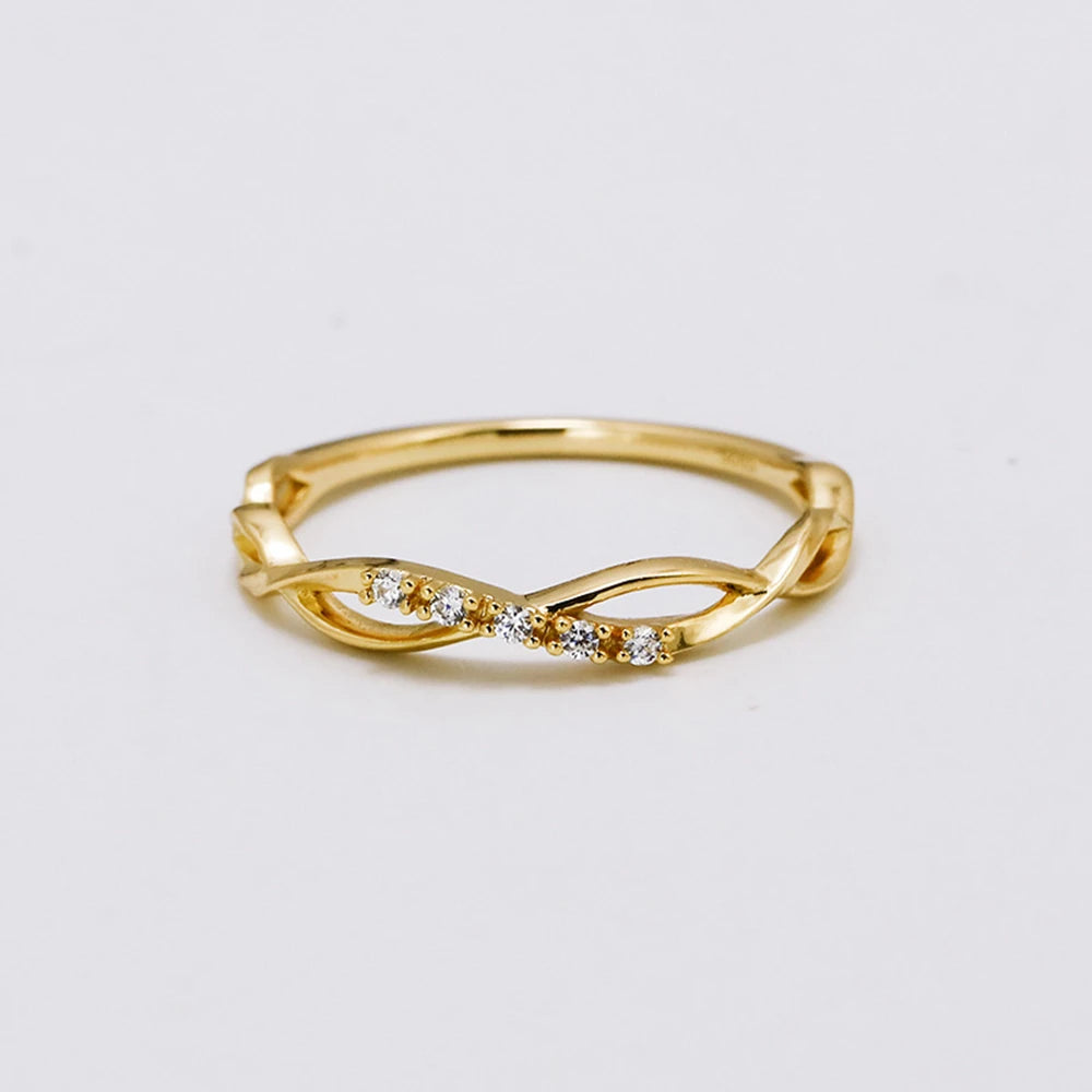 Emotional Factory 925 Sterling Silver 14K Gold Plated Cz Zircon Summer Simple Line Ring
