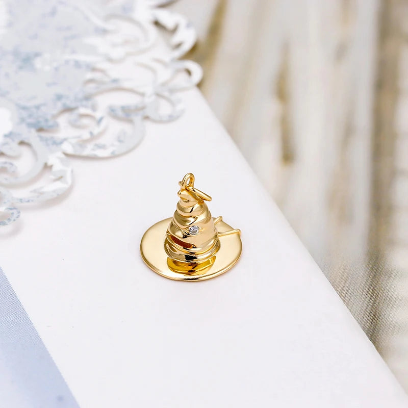Pendant Awakening Magic Hat Shape Necklace Jewelry 925 Sterling Silver Birthday Gift Can Be Worn by Men and Women Gold Plated