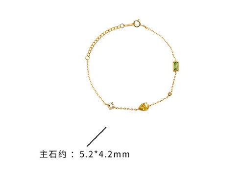 Emotional Schmuck Hersteller Factory 925 Sterling Silver 14K Gold Plated Gemstone Citrine White Topaz Peridot  Bracelet