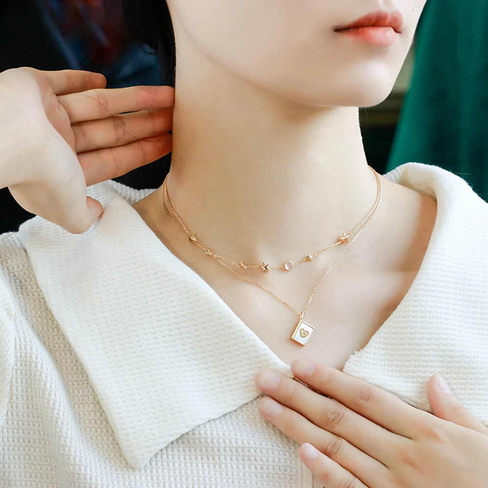 Gemstone Simpler Moonstone Star Necklace