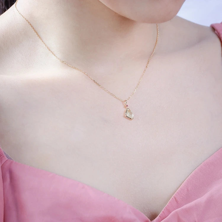 925 Sterling Silver 14K Gold Plated Gemstone Paw Gem Stone Red Corundum Shaped Blonde Crystal Necklace