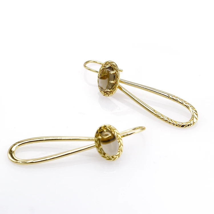 Emotional Factory 925 Sterling Silver 14K Gold Plated Gemstone Natural Citrine Drop Pendant Earrings