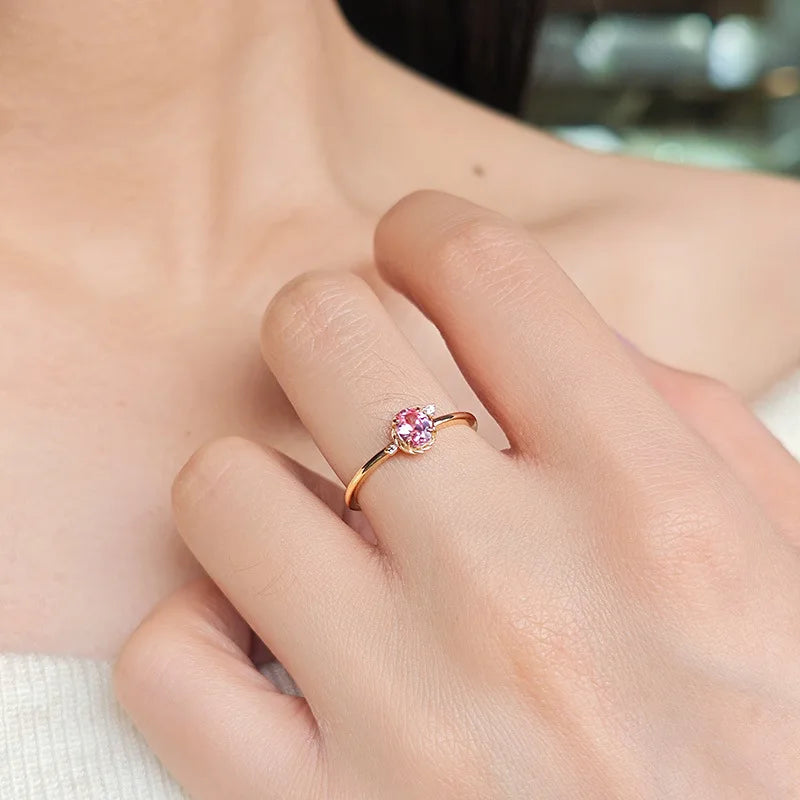 Emotional Factory 925 Sterling Silver 14K Gold Plated Love Eros Arrow Pink Cultured Gemstone Ring