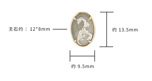 Emotional Factory 925 Sterling Silver 14K Gold Plated Gemstone Geometric Round Grassy Labradorite Earrings