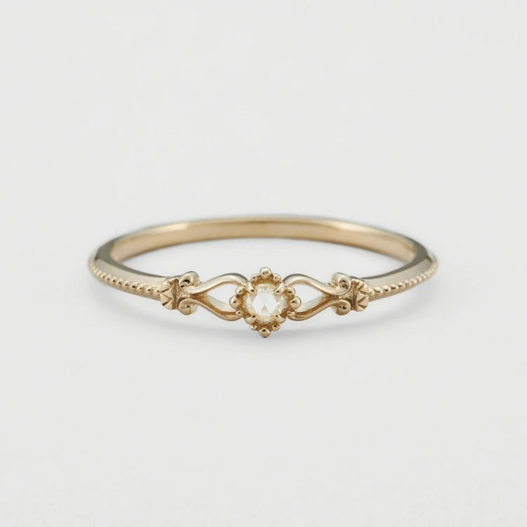 Emotional Factory 925 Sterling Silver 14K Gold Plated Gemstones Retro Vintage Zircon Ring