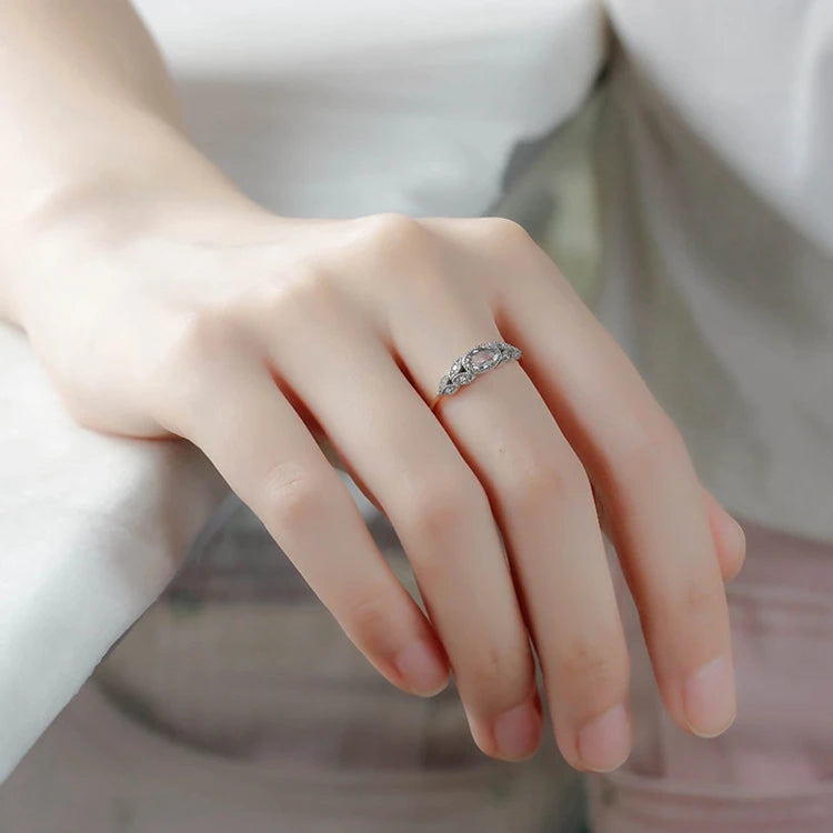 Emotional Factory 925 Sterling Silver 14K Gold Plated Gemstone Cz Zircon Retro Simple  Colour Separated Rock Crystal Ring