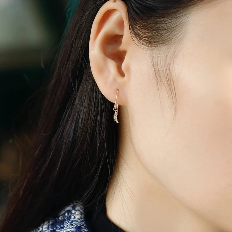 Emotional Factory 925 Sterling Silver 14K Gold Plated Gemstone Simple Earring White Zircon Moon Earrings