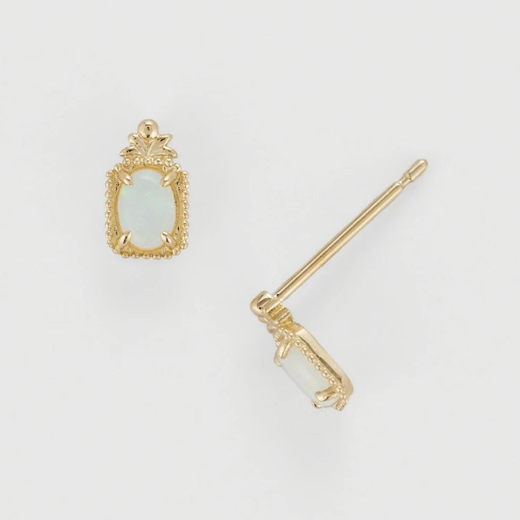 Emotional Factory 925 Sterling Silver 14K Gold Plated Gemstones Bohemian Big Geometric Drop Earring African Opal Stud Earrings