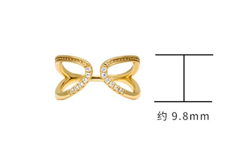 Emotional Factory 925 Sterling Silver 14K Gold Plated Retro  Cz Zircon Line Butterfly Shaped Ring