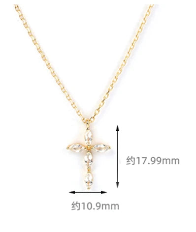 Emotional Factory Jewelry 925 Sterling Silver 14K Gold Plated Diamond Shaped Zircon Cross Necklace