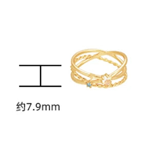 Natural Moonstone Hollow Track Star Triple Ring