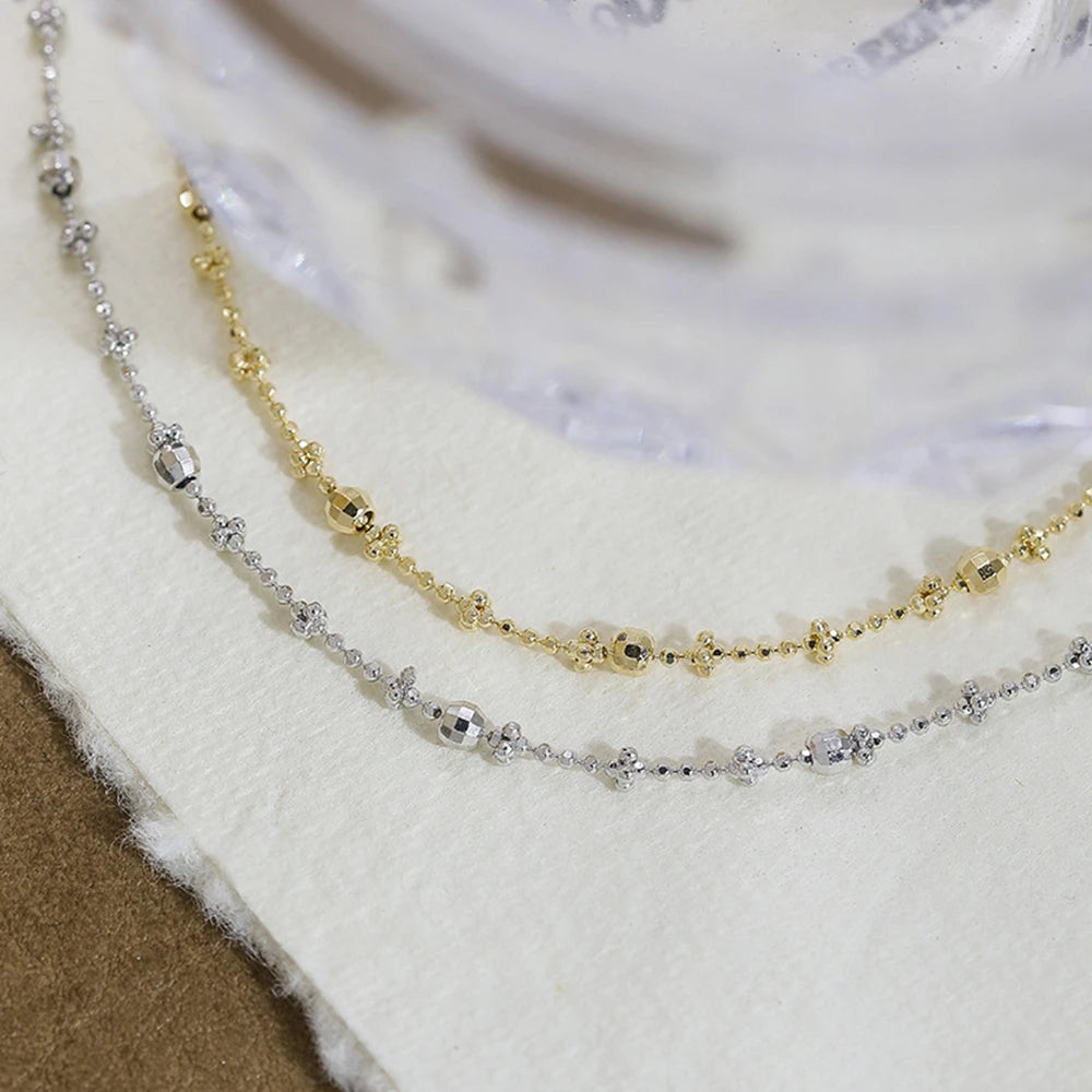 Emotional Factory 925 Sterling Silver 14K Gold Plated Fashion Sparkling Geometric Round Bead Necklace