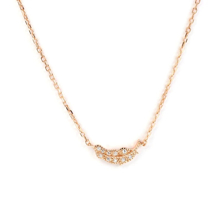 Emotional Factory 925 Sterling Silver Minority Leaf Pendant 14K Gold Plated Necklace