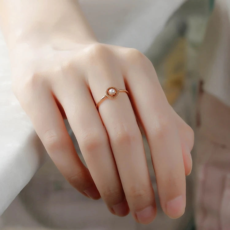 Emotional Factory 925 Sterling Silver 14K Gold Plated Gemstone Pearl Vintage Irregular  Magma Enamel Ring