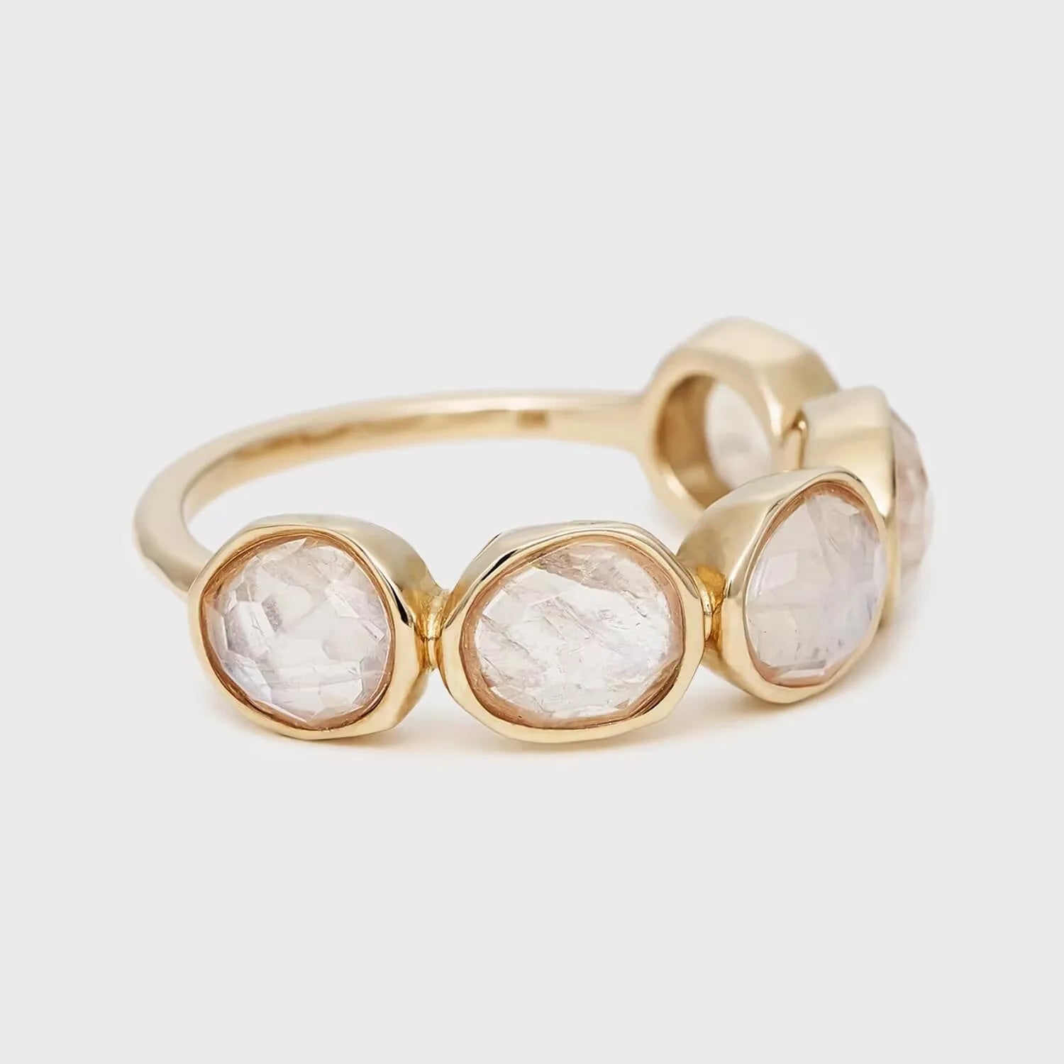 Chic 925 Silver 14K Gold Plated Multi-Stone Ring with Natural Blue Labradorite