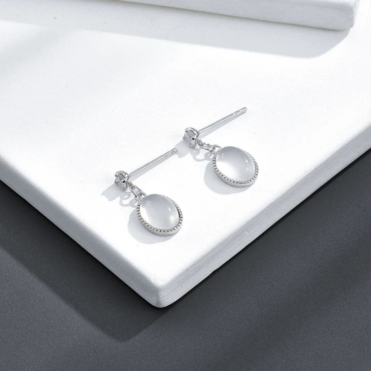 Emotional Factory 925 Sterling Silver 14K Gold Plated Gemstone White Chalcedony Zircon Small Earrings