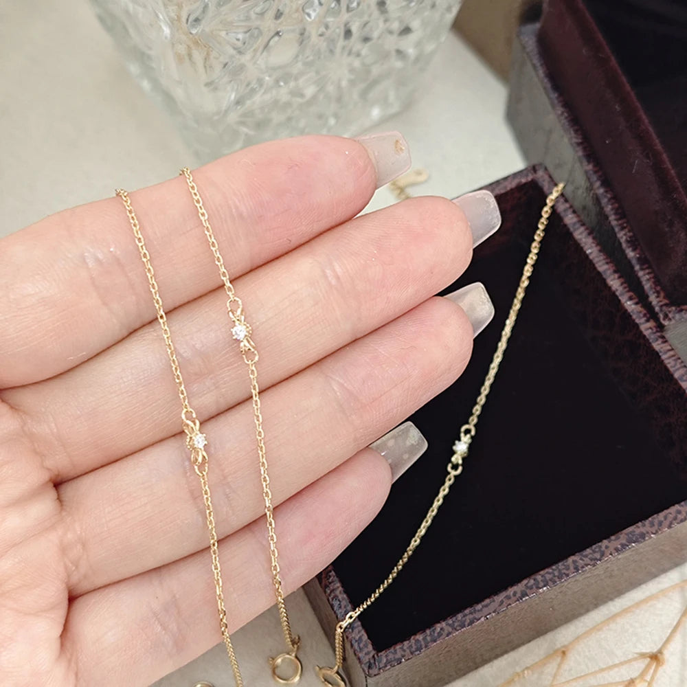 Emotional Pulseras De Mujer Factory 925 Sterling Silver 14K Gold Plated Gemstone Mini Compact Ribbon Moissanite Bracelet