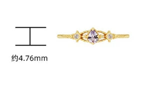 Anel De Prata 925 Sterling Silver 14K Gold Plated Gemstones Classic Water Drop Shape Geometry Zircon Tanzanite Ring