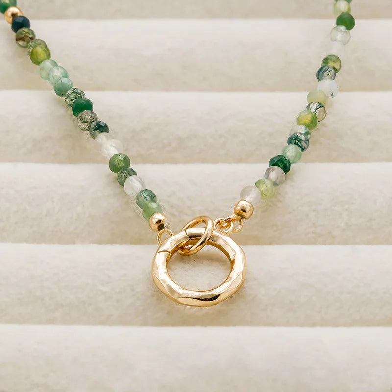 Manufacturer Wholesale Japanese Retro Luxury S925 Silver Plated 14K Gold Agate Beaded Necklace