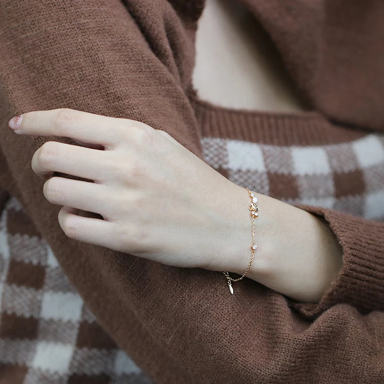 Emotional Pulseras De Plata Jewelry Fine Jewelry Stock 925 Sterling Silver 14K Gold Plated Gemstone Flower Zircon Bracelet