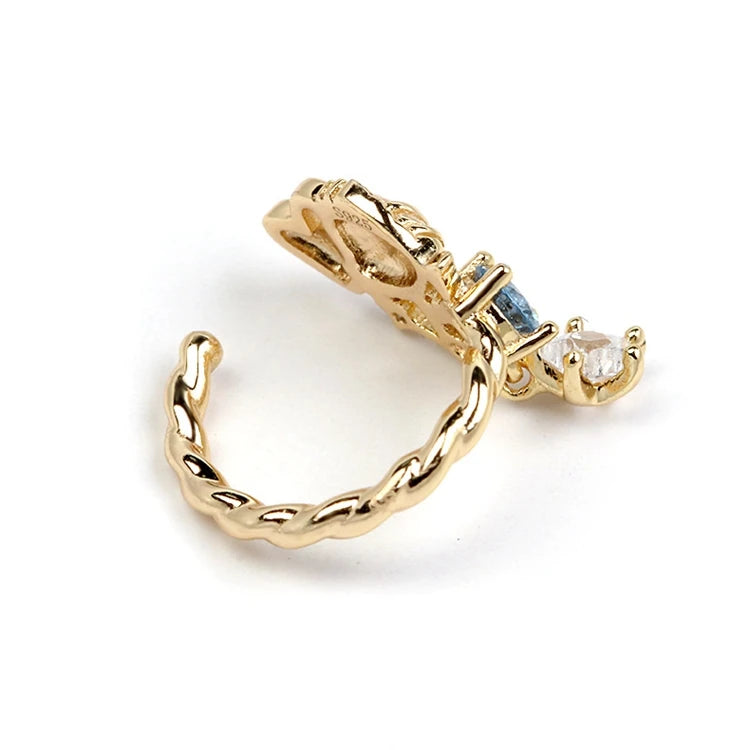 Emotional Factory 925 Sterling Silver 14K Gold Plated Gemstone Blue Spinel Small Fish Starfish Earrings