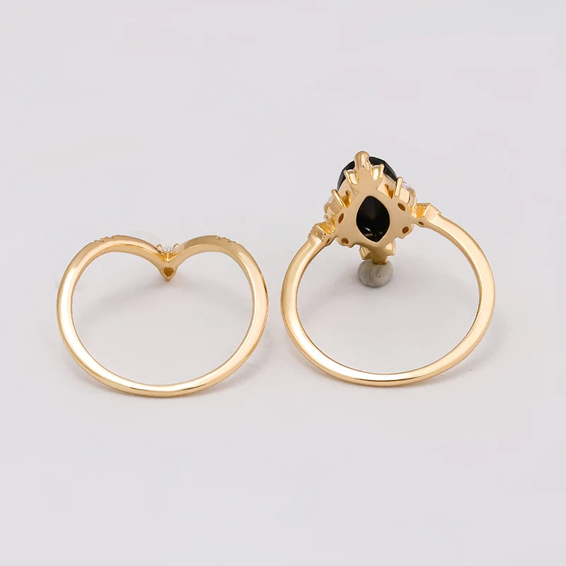 Exclusive Japanese-Inspired 14k Gold-Plated S925 Silver Ring with Elegant Black Agate - Luxurious Design & Craftsmanship
