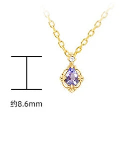 Emotional Factory 925 Sterling Silver 14K Gold Plated Gemstones Classic Water Drop Shape Geometry Zircon Tanzanite Necklace