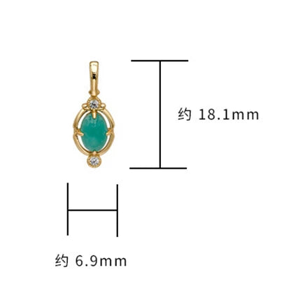 Emotional Factory 925 Sterling Silver 14K Gold Plated Gem Stone Gemstone Retro  Cz Zircon Egg Stone Amazonite Necklace