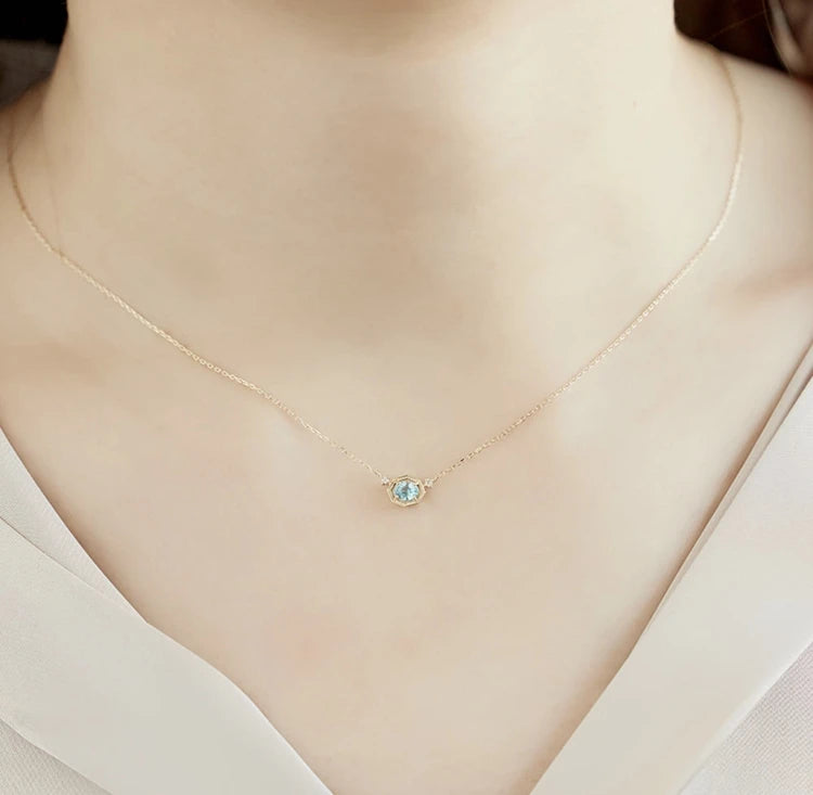 Emotional Factory 925 Sterling 14K Gold Plated Gemstone Zircon Star Natural Silver Apatite Necklace
