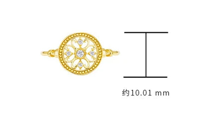 Emotional Factory 925 Sterling Silver 14K Gold Plated Retro Hollow Pattern Geometry Zircon Round Ring