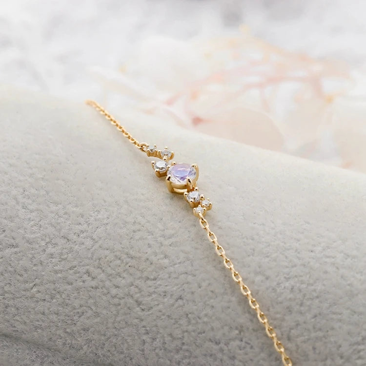 Emotional Schmuck Silber Factory 925 Sterling Silver 14K Gold Plated Gemstone Ursa Major Shaped White Zircon Moonstone Bracelet