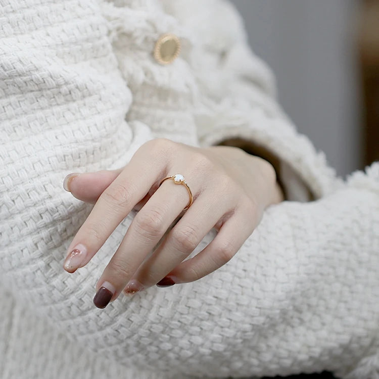 Emotional Factory 925 Sterling Silver 14K Gold Plated Gemstone Natural Topaz Heart Shaped Opal Ring