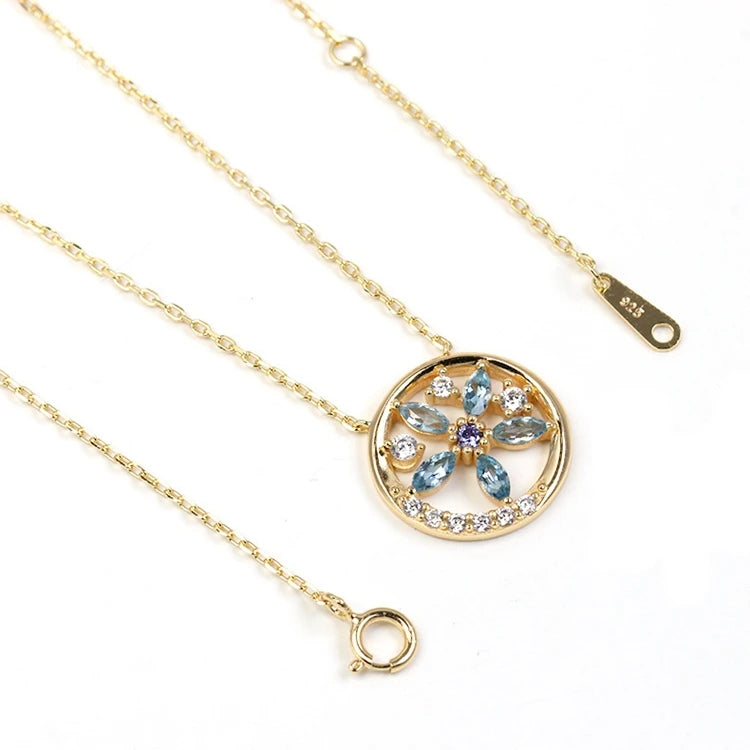 Gemstone Emotional Factory 925 Sterling Silver 14K Gold Plated Stranded Sky London Blue Topaz Tanzanite Necklace