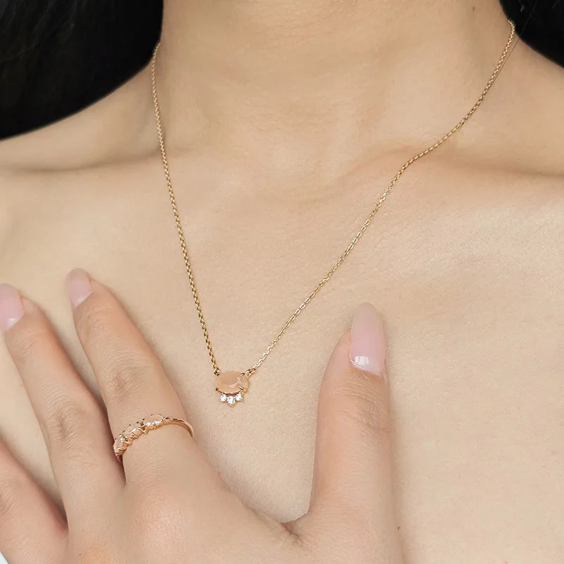 Emotional Factory 925 Sterling Silver 14K Gold Plated Gemstone Cz Zircon Sun Stone Small Fresh Orange Moonstone Ring