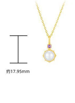 Emotional Factory 925 Sterling Silver 14K Gold Plated Gemstones Purple Crystal Amethyst Bread Pearls Necklace